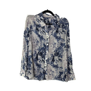 Whomen's Lightweight Floral Button-Up Blouse Top